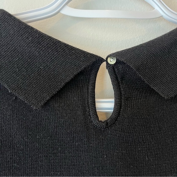 Gloria Vanderbilt Black Sleeveless Knit Top Bow Collar Retro Mod Minimalist - Picture 7 of 7